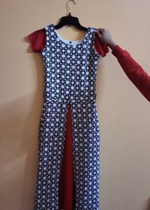 Stylish Printed Kurta with Red Underlay