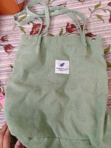 Mint Green Corduroy Tote Bag