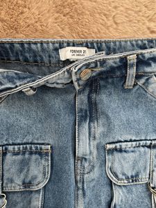 Blue Denim Cargo Mini Skirt