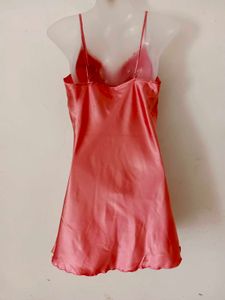 Silky Pink Lace Trim Nightgown