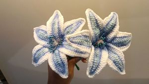 crocheted blue shades lilies