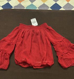 Chic Off-Shoulder Red Blouse