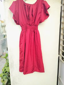 Red Flared Sleeve Dress