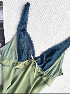 Satin Lace Trim Camisole Nightgown