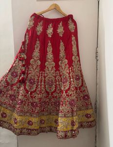 Royal Red Silk Bridal Lehenga Choli Heavy Dupatta