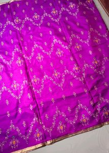 Purple Colour Embroidery Saree