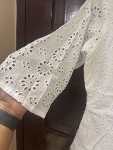 Libas White Schiffli Top