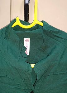 Elegant Emerald Green Button-Up Blouse