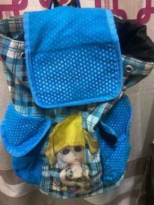 Cute Blue Plaid Doll Backpack