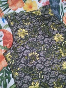 Floral Print Lace Trim Tank Top