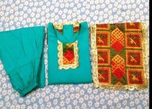 Teal Kurta Set with Phulkari Dupatta