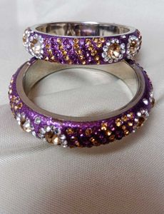 Sparkling Purple Rhinestone Bangles (Set of 2)
