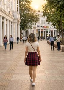 Red &amp; navy Plaid Skirt