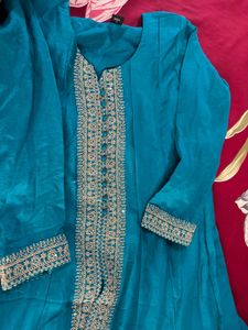 Teal Embroidered Kurta