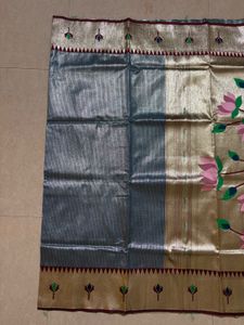 Vibrant Purple Saree with Gold Border