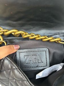 ZARA Black Quilted Chain Crossbody Bag