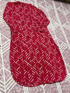 Red Geometric Print Kurta