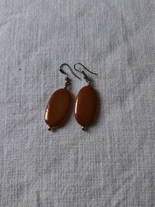 Brown Oval Drop Earrings