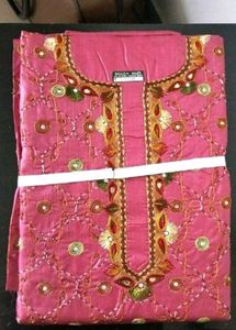 Bhagalpur silk  Pink Embroidered Kurta Set
