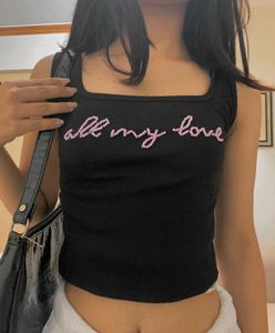 Black 'All My Love' beadwork Tank Top