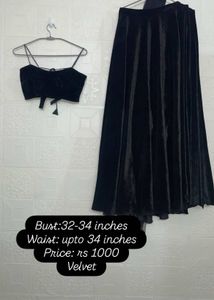 Elegant Black Velvet Lehenga Set