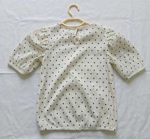 Cream Polka Dot Puff Sleeve Top