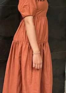 Tokyo Talkies Terracotta Tiered Midi Dress–Size