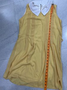 Yellow Sleeveless Dress with White Collar