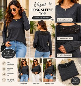 Elegant Long Sleeve Lace Back Top