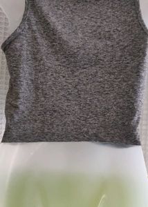Gray Twist Front Sleeveless Crop Top