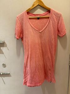 Coral Ombre V-Neck T-Shirt