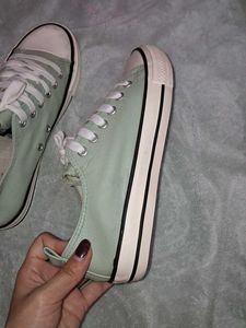Mint Green Lace-Up Sneakers