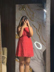Red Smocked Mini Dress