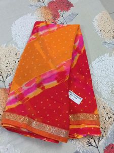 Beautiful Leheriya Bandhej  Fancy Saree😍
