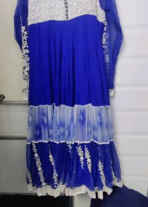 Blue Coloured Kalidar Flared Long Gown