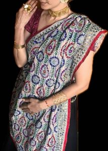 Embroidered cotton Silk Duppatta with sequins Work