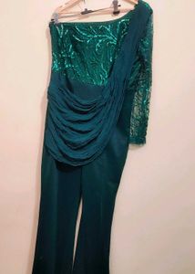 Dark Green Partywear Jumpsuit For 36 Bust
