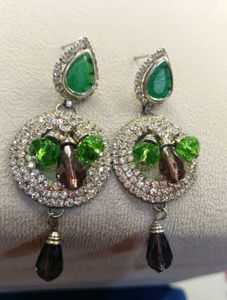 Elegant Green Stone Dangle Earrings With Free 🎁