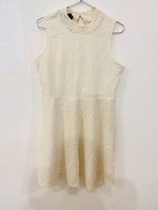 Cream Lace Fit &amp; Flare Dress