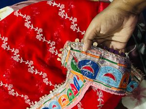 Beautiful Red Embroidered Saree