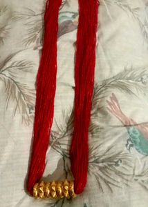 Red Beaded gorkha tilhari with Golden Pendant