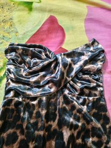 Velvet Leopard Print Strapless Top