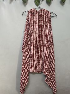 Boho Maroon &amp; White Dotted Kimono Vest
