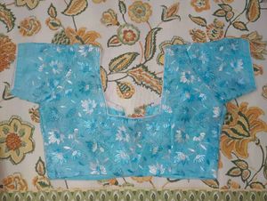 Sky Blue Embroidered Saree