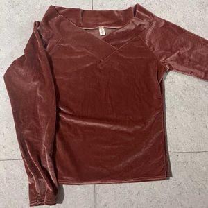 Rose Velvet Off Shoulder Top