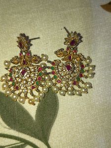 Elegant Gold Jhumka Earrings with Pearls