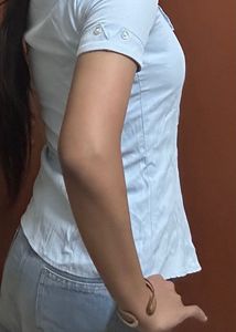 Pale Blue Ruffle Detail Shirt