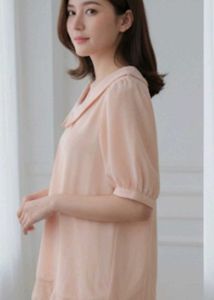 Cute Peach korean top with Collar