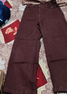 Maroon Wide-Leg Pants