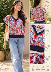 Floral Print V-Neck Top (New)